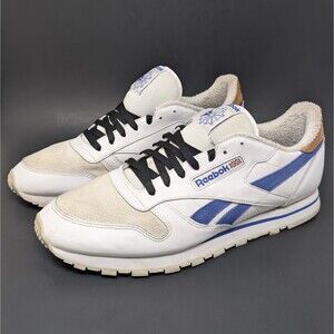 Reebok Classic Leather Sneakers Men's Size 13 White Blue FX1289 Retro Suede